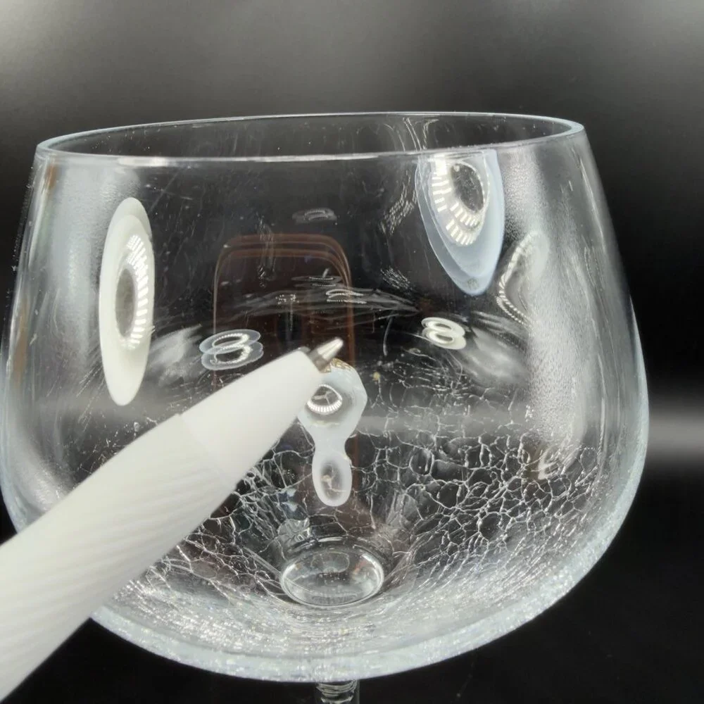 Pier 1 Reflections Balloon Clear Crackled‎ Glass Single Cup Stem Barware Glass